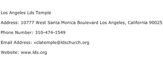 Los Angeles Lds Temple Address Contact Number