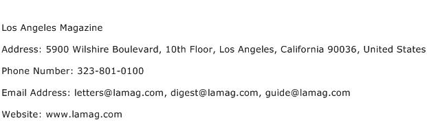 Los Angeles Magazine Address Contact Number