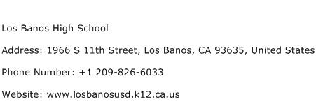Los Banos High School Address Contact Number
