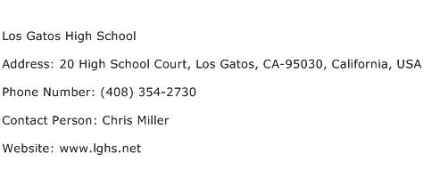Los Gatos High School Address Contact Number