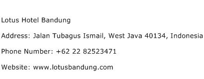 Lotus Hotel Bandung Address Contact Number
