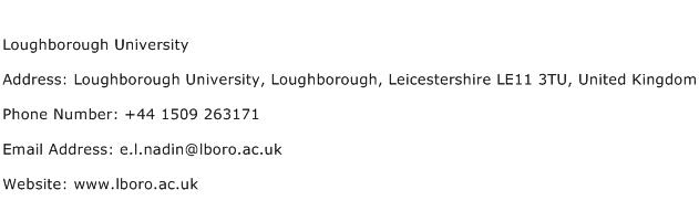 Loughborough University Address Contact Number