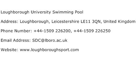 Loughborough University Swimming Pool Address Contact Number
