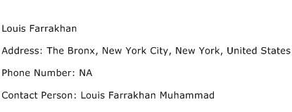 Louis Farrakhan Address Contact Number