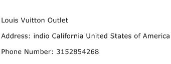 Louis Vuitton Outlet Address Contact Number