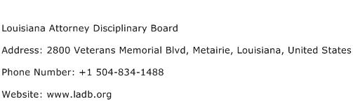 Louisiana Attorney Disciplinary Board Address Contact Number