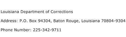 Louisiana Department of Corrections Address Contact Number
