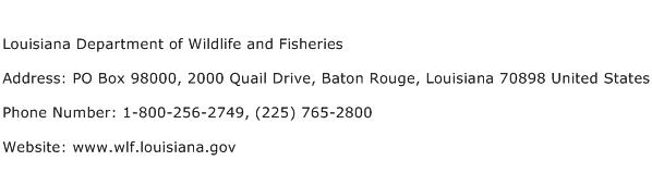 Louisiana Department of Wildlife and Fisheries Address Contact Number