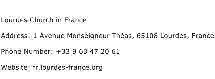 Lourdes Church in France Address Contact Number