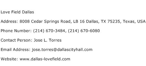 Love Field Dallas Address Contact Number