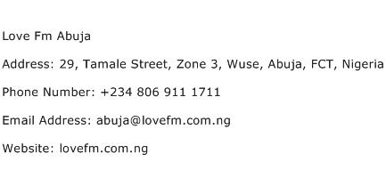 Love Fm Abuja Address Contact Number