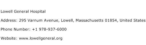 Lowell General Hospital Address Contact Number