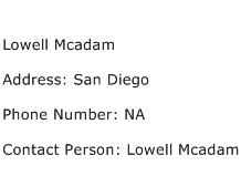 Lowell Mcadam Address Contact Number