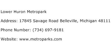 Lower Huron Metropark Address Contact Number