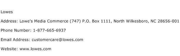 Lowes Address Contact Number