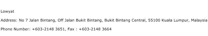 Lowyat Address Contact Number