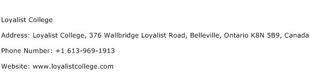 Loyalist College Address Contact Number