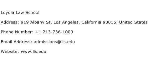Loyola Law School Address Contact Number
