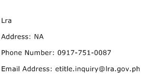Lra Address Contact Number