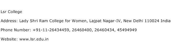 Lsr College Address Contact Number