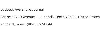 Lubbock Avalanche Journal Address Contact Number