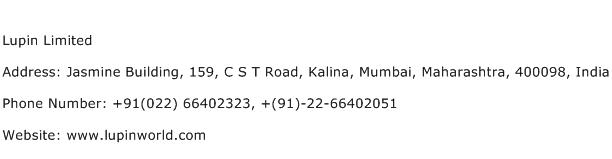 Lupin Limited Address Contact Number