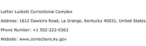 Luther Luckett Correctional Complex Address Contact Number