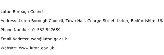Luton Borough Council Address Contact Number