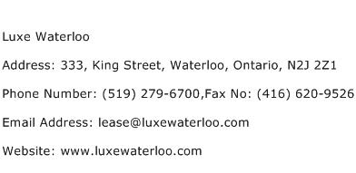 Luxe Waterloo Address Contact Number