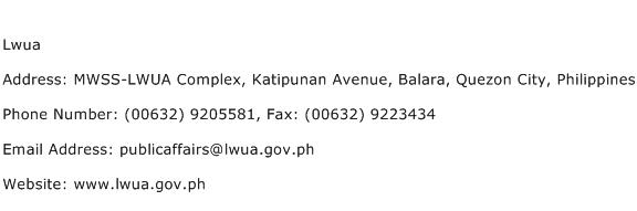 Lwua Address Contact Number