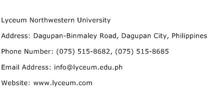 Lyceum Northwestern University Address Contact Number