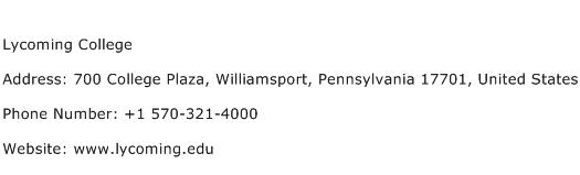 Lycoming College Address Contact Number
