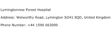 Lymingtonnew Forest Hospital Address Contact Number
