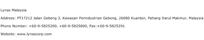 Lynas Malaysia Address Contact Number