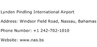 Lynden Pindling International Airport Address Contact Number