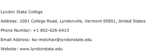 Lyndon State College Address Contact Number