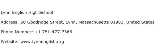 Lynn English High School Address Contact Number