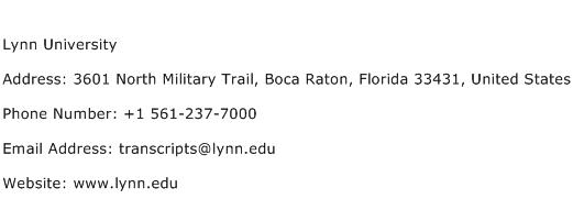 Lynn University Address Contact Number