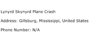 Lynyrd Skynyrd Plane Crash Address Contact Number