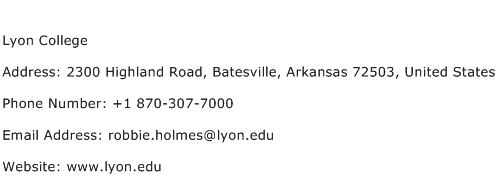 Lyon College Address Contact Number