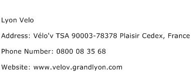 Lyon Velo Address Contact Number