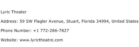Lyric Theater Address Contact Number