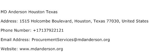 MD Anderson Houston Texas Address Contact Number