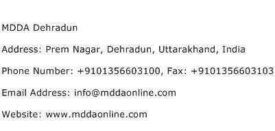 MDDA Dehradun Address Contact Number