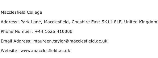 Macclesfield College Address Contact Number