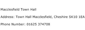 Macclesfield Town Hall Address Contact Number