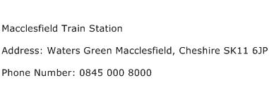 Macclesfield Train Station Address Contact Number