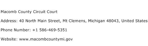 Macomb County Circuit Court Address Contact Number