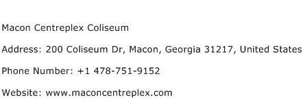 Macon Centreplex Coliseum Address Contact Number