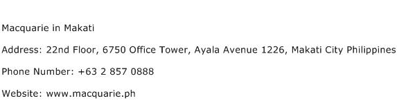 Macquarie in Makati Address Contact Number